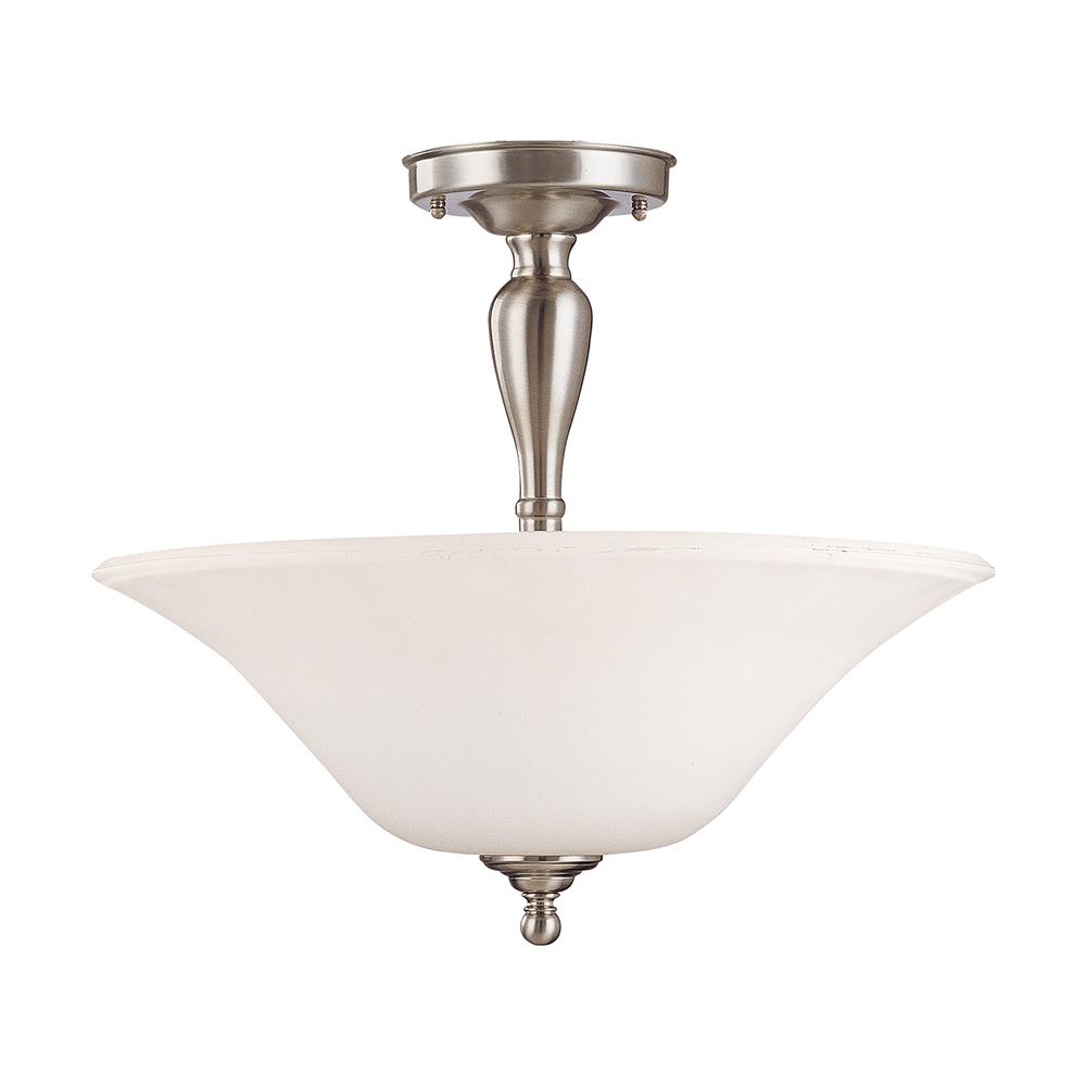 Nuvo Lighting 60/1827  Dupont - 3 Light Semi Flush with Satin White Glass in Brushed Nickel Finish